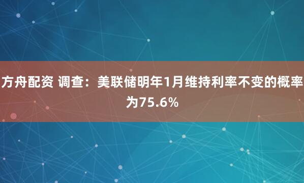 方舟配资 调查：美联储明年1月维持利率不变的概率为75.6%
